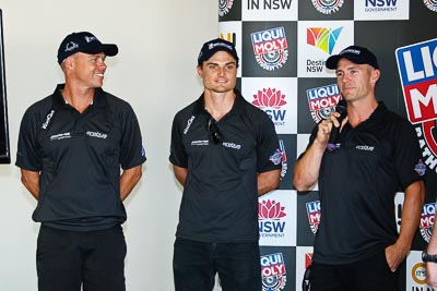 9-February-2013;Australia;Bathurst;Bathurst-12-Hour;Erebus-Motorsport;Erebus-Racing;Grand-Tourer;Lee-Holdsworth;Mt-Panorama;NSW;New-South-Wales;Peter-Hackett;Tim-Slade;auto;endurance;interview;media-centre;motorsport;portrait;press-conference;racing;telephoto