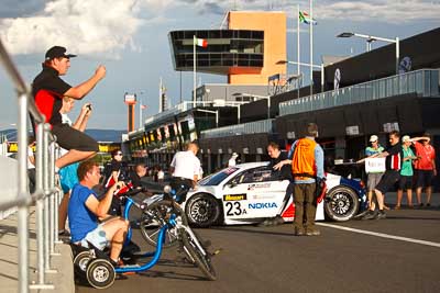 23;23;9-February-2013;Andrew-Hall;Audi-R8-LMS-Ultra;Australia;Bathurst;Bathurst-12-Hour;Grand-Tourer;Mt-Panorama;NSW;New-South-Wales;United-Autosports;atmosphere;auto;endurance;motorsport;paddock;photographer;pitlane;racing;telephoto