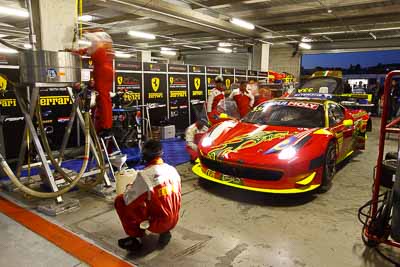 33;10-February-2013;33;Australia;Bathurst;Bathurst-12-Hour;Clearwater-Racing;Ferrari-458-Italia-GT3;Grand-Tourer;Mt-Panorama;NSW;New-South-Wales;atmosphere;auto;crew;endurance;group;morning;motorsport;pitlane;racing;sunrise;team;wide-angle