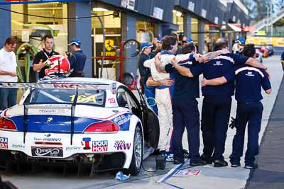 16;10-February-2013;16;Australia;BMW-Z4-GT3;Bathurst;Bathurst-12-Hour;Grand-Tourer;Kristian-Poulsen;LIQUI-MOLY-Team-Engstler;Mt-Panorama;NSW;New-South-Wales;atmosphere;auto;crew;endurance;group;morning;motorsport;pitlane;racing;sunrise;team;telephoto