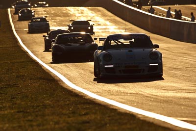 8;10-February-2013;8;Australia;Bathurst;Bathurst-12-Hour;Grand-Tourer;Kurt-Dujardyn;Level-Racing;Mt-Panorama;NSW;New-South-Wales;Olivier-Muytjens;Philippe-Broodcooren;Philippe-Richard;Porsche-911-GT3-Cup-997;auto;backlight;endurance;morning;motorsport;racing;sunrise;super-telephoto