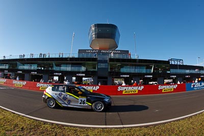 26;10-February-2013;26;Australia;BMW-130i;Bathurst;Bathurst-12-Hour;Daniel-Lewis;Daniel-Studdart;GWS-Personnel-Motorsport;Grand-Tourer;Jonathan-Venter;Mt-Panorama;NSW;New-South-Wales;auto;building;endurance;fisheye;motorsport;racing;sky