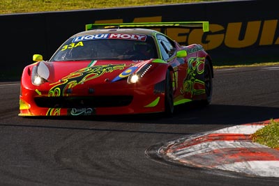 33;10-February-2013;33;Australia;Bathurst;Bathurst-12-Hour;Clearwater-Racing;Craig-Baird;Ferrari-458-Italia-GT3;Grand-Tourer;Matt-Griffin;Mok-Weng-Sun;Mt-Panorama;Murrays-Corner;NSW;New-South-Wales;auto;endurance;motorsport;racing;super-telephoto