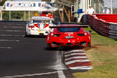 58;10-February-2013;58;AF-Corse;Australia;Bathurst;Bathurst-12-Hour;Ferrari-458-Italia-GT3;Grand-Tourer;Marco-Cioci;Michele-Rugolo;Mt-Panorama;Murrays-Corner;NSW;New-South-Wales;Steve-Wyatt;Topshot;auto;endurance;motorsport;racing;super-telephoto