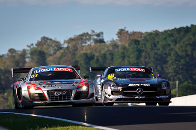 63;81;10-February-2013;63;81;Audi-R8-LMS-Ultra;Australia;Bathurst;Bathurst-12-Hour;Christian-Zügel;Dragonspeed;Elton-Julian;Erebus-Motorsport;Erebus-Racing;Eric-Lux;Grand-Tourer;Lee-Holdsworth;Mercedes‒Benz-SLS-AMG-GT3;Mt-Panorama;NSW;New-South-Wales;Peter-Hackett;Tim-Slade;auto;endurance;motorsport;racing;super-telephoto