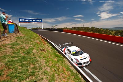 23;10-February-2013;23;Alain-Li;Audi-R8-LMS-Ultra;Australia;Bathurst;Bathurst-12-Hour;Brendon-Hartley;Grand-Tourer;Mark-Patterson;Mt-Panorama;NSW;New-South-Wales;The-Esses;United-Autosports;auto;clouds;endurance;motorsport;racing;sky;wide-angle