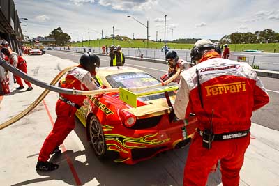 33;10-February-2013;33;Australia;Bathurst;Bathurst-12-Hour;Clearwater-Racing;Ferrari-458-Italia-GT3;Grand-Tourer;Mt-Panorama;NSW;New-South-Wales;atmosphere;auto;crew;endurance;group;motorsport;pitlane;pitstop;racing;team;wide-angle