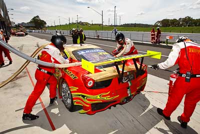 33;10-February-2013;33;Australia;Bathurst;Bathurst-12-Hour;Clearwater-Racing;Ferrari-458-Italia-GT3;Grand-Tourer;Mt-Panorama;NSW;New-South-Wales;atmosphere;auto;crew;endurance;group;motorsport;pitlane;pitstop;racing;team;wide-angle