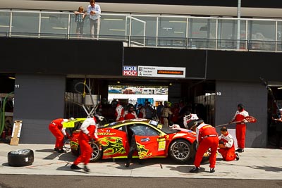 33;10-February-2013;33;Australia;Bathurst;Bathurst-12-Hour;Clearwater-Racing;Ferrari-458-Italia-GT3;Grand-Tourer;Mt-Panorama;NSW;New-South-Wales;atmosphere;auto;crew;endurance;group;motion-blur;motorsport;pitlane;pitstop;racing;team;wide-angle