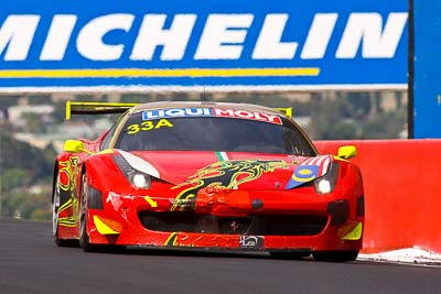 33;10-February-2013;33;Australia;Bathurst;Bathurst-12-Hour;Clearwater-Racing;Craig-Baird;Ferrari-458-Italia-GT3;Grand-Tourer;Matt-Griffin;Mok-Weng-Sun;Mt-Panorama;NSW;New-South-Wales;Reid-Park;auto;endurance;motorsport;racing;super-telephoto