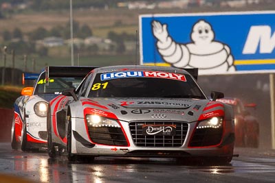 81;10-February-2013;81;Audi-R8-LMS-Ultra;Australia;Bathurst;Bathurst-12-Hour;Christian-Zügel;Dragonspeed;Elton-Julian;Eric-Lux;Grand-Tourer;Mt-Panorama;NSW;New-South-Wales;Reid-Park;auto;endurance;motorsport;racing;rain;super-telephoto;wet