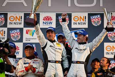 10-February-2013;Australia;Bathurst;Bathurst-12-Hour;Bernd-Schneider;Erebus-Motorsport;Erebus-Racing;Grand-Tourer;Mt-Panorama;NSW;New-South-Wales;Thomas-Jaeger;Thomas-Jäger;auto;endurance;motorsport;podium;racing;telephoto