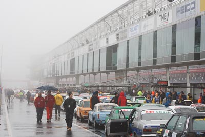 17-May-2013;24-Hour;Deutschland;Germany;Nordschleife;Nuerburg;Nuerburgring;Nurburg;Nurburgring;Nürburg;Nürburgring;Rhineland‒Palatinate;atmosphere;auto;fog;motorsport;paddock;pitlane;racing;telephoto