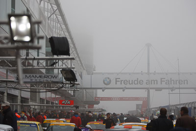 17-May-2013;24-Hour;Deutschland;Germany;Nordschleife;Nuerburg;Nuerburgring;Nurburg;Nurburgring;Nürburg;Nürburgring;Rhineland‒Palatinate;atmosphere;auto;fog;motorsport;paddock;pitlane;racing;telephoto