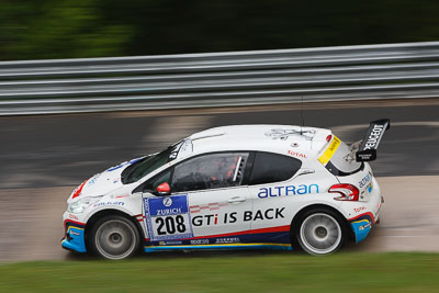 208;20-May-2013;24-Hour;Deutschland;Germany;Julien-Piquet;Jürgen-Nett;Karussell;Michael-Bohrer;Nordschleife;Nuerburg;Nuerburgring;Nurburg;Nurburgring;Nürburg;Nürburgring;Peugeot-208-GTI;Peugeot-Automobiles;Rhineland‒Palatinate;Stephane-Caillet;Stéphane-Caillet;auto;motorsport;racing;telephoto