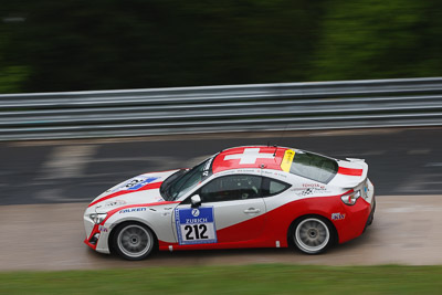 212;20-May-2013;24-Hour;Benjamin-Leuenberger;Deutschland;Frédéric-Yerly;Germany;Karussell;Nordschleife;Nuerburg;Nuerburgring;Nurburg;Nurburgring;Nürburg;Nürburgring;Olivier-Burri;Rhineland‒Palatinate;Roland-Schmid;Toyota-GT-86;Toyota-Swiss-Racing-Team;auto;motorsport;racing;telephoto