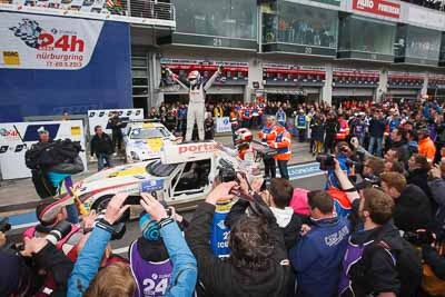 20-May-2013;24-Hour;Black-Falcon;Deutschland;Germany;Mercedes‒Benz-SLS-AMG-GT3;Nordschleife;Nuerburg;Nuerburgring;Nurburg;Nurburgring;Nürburg;Nürburgring;Rhineland‒Palatinate;Sean-Edwards;atmosphere;auto;celebration;motorsport;paddock;portrait;racing;telephoto;wide-angle