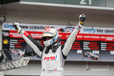 20-May-2013;24-Hour;Black-Falcon;Deutschland;Germany;Nordschleife;Nuerburg;Nuerburgring;Nurburg;Nurburgring;Nürburg;Nürburgring;Rhineland‒Palatinate;Sean-Edwards;atmosphere;auto;celebration;motorsport;paddock;portrait;racing;telephoto