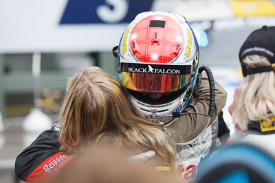 20-May-2013;24-Hour;Black-Falcon;Deutschland;Germany;Nordschleife;Nuerburg;Nuerburgring;Nurburg;Nurburgring;Nürburg;Nürburgring;Rhineland‒Palatinate;Sean-Edwards;atmosphere;auto;celebration;motorsport;paddock;portrait;racing;telephoto