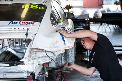 68;68;7-February-2014;Australia;Bathurst;Bathurst-12-Hour;Daniel-Bilski;David-Glasson;Marcus-Mahy;Motorsport-Services;NSW;New-South-Wales;Porsche-997-GT3-Cup;Topshot;atmosphere;auto;endurance;motorsport;paddock;portrait;racing;telephoto