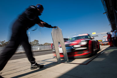 4;4;7-February-2014;Australia;Bathurst;Bathurst-12-Hour;Ben-Barker;Earl-Bamber;Grove-Motorsport;NSW;New-South-Wales;Porsche-997-GT3-Cup;Stephen-Grove;atmosphere;auto;endurance;motion-blur;motorsport;pitlane;portrait;racing;wide-angle