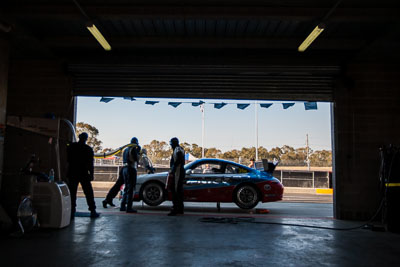 35;35;7-February-2014;Aaron-Zerefos;Andrew-Fisher;Australia;Bathurst;Bathurst-12-Hour;Indiran-Padayachee;NSW;New-South-Wales;Porsche-997-GT3-Cup;Ric-Shaw;SennheiserRentcorp-ForkliftsFiji-Water;atmosphere;auto;endurance;garage;motorsport;pitlane;racing;wide-angle