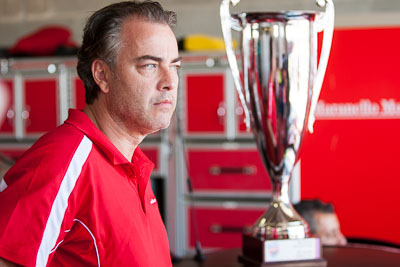 8-February-2014;Allan-Simonsen;Australia;Bathurst;Bathurst-12-Hour;Maranello-Motorsport;Mark-Coffey;NSW;New-South-Wales;atmosphere;auto;award;endurance;motorsport;portrait;racing;telephoto;trophy