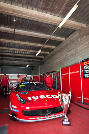 88;8-February-2014;88;Australia;Bathurst;Bathurst-12-Hour;Craig-Lowndes;Ferrari-458-Italia-GT3;John-Bowe;Maranello-Motorsport;Mika-Salo;NSW;New-South-Wales;Peter-Edwards;atmosphere;auto;endurance;garage;motorsport;racing;wide-angle