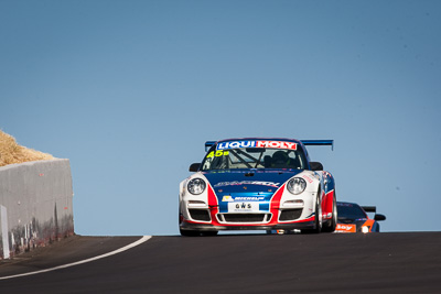 45;45;8-February-2014;Australia;Barton-Mawer;Bathurst;Bathurst-12-Hour;Duvashen-Padayachee;NSW;New-South-Wales;Porsche-997-GT3-Cup;Rencorp-Hyundai-Forklifts;Richard-Muscat;auto;endurance;motorsport;racing;sky;super-telephoto