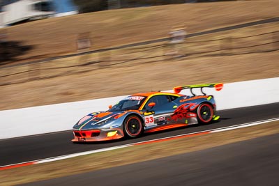 33;33;8-February-2014;Australia;Bathurst;Bathurst-12-Hour;Clearwater-Racing;Craig-Baird;Ferrari-458-Italia-GT3;Hiroshi-Hamaguchi;Matt-Griffin;Mok-Weng-Sun;NSW;New-South-Wales;auto;endurance;motorsport;racing;telephoto