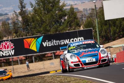 35;35;8-February-2014;Aaron-Zerefos;Andrew-Fisher;Australia;Bathurst;Bathurst-12-Hour;Indiran-Padayachee;NSW;New-South-Wales;Porsche-997-GT3-Cup;Ric-Shaw;SennheiserRentcorp-ForkliftsFiji-Water;auto;endurance;motorsport;racing;super-telephoto