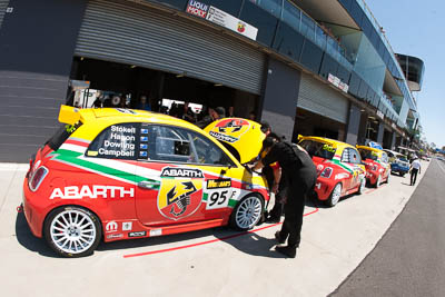 95;8-February-2014;Australia;Bathurst;Bathurst-12-Hour;Clyde-Campbell;Fiat-Abarth-500;Fiat-Abarth-Motorsport;Joshua-Dowling;NSW;New-South-Wales;Paul-Stokell;Toby-Hagon;auto;endurance;fisheye;motorsport;pitlane;racing