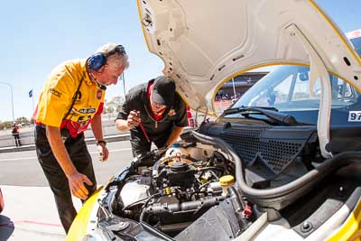 8-February-2014;Australia;Bathurst;Bathurst-12-Hour;Fiat-Abarth-500;Fiat-Abarth-Motorsport;NSW;New-South-Wales;atmosphere;auto;endurance;engine-bay;fisheye;motorsport;pitlane;portrait;racing