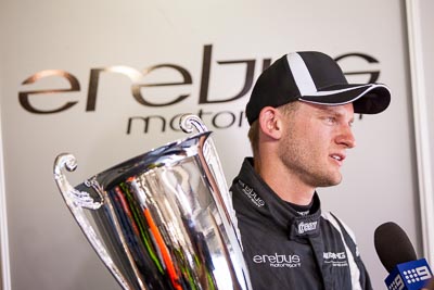 8-February-2014;Australia;Bathurst;Bathurst-12-Hour;Erebus-Motorsport;Erebus-Racing;Maro-Engel;NSW;New-South-Wales;atmosphere;auto;award;endurance;garage;motorsport;portrait;racing;telephoto;trophy