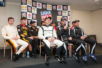 8-February-2014;Australia;Bathurst;Bathurst-12-Hour;Bernd-Schneider;Erebus-Motorsport;Erebus-Racing;Maro-Engel;NSW;New-South-Wales;Nico-Bastian;VIP-Racing;atmosphere;auto;endurance;media-centre;motorsport;press-conference;racing;wide-angle