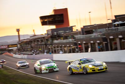 6;6;9-February-2014;Australia;Bathurst;Bathurst-12-Hour;Garth-Duffy;Michael-Hector;NSW;New-South-Wales;Porsche-997-GT3-Cup;Richard-Gartner;SAFE‒T‒STOP;Stewart-Kostera;auto;endurance;motorsport;racing;sunrise;telephoto