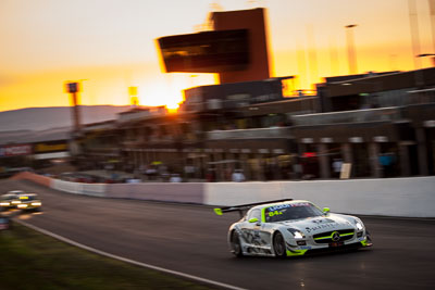 84;9-February-2014;Australia;Bathurst;Bathurst-12-Hour;HTP-Motorsport;Harold-Primat;Maximilian-Buhk;Mercedes‒Benz-SLS-AMG-GT3;NSW;New-South-Wales;Thomas-Jaeger;Thomas-Jäger;auto;endurance;motion-blur;motorsport;racing;sunrise;telephoto