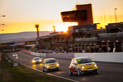 95;9-February-2014;Australia;Bathurst;Bathurst-12-Hour;Clyde-Campbell;Fiat-Abarth-500;Fiat-Abarth-Motorsport;Joshua-Dowling;NSW;New-South-Wales;Paul-Stokell;Toby-Hagon;auto;endurance;motion-blur;motorsport;racing;sunrise;telephoto