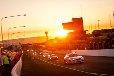 9-February-2014;Australia;Bathurst;Bathurst-12-Hour;NSW;New-South-Wales;Safety-Car;atmosphere;auto;endurance;landscape;motion-blur;motorsport;racing;sky;sun;sunrise;telephoto