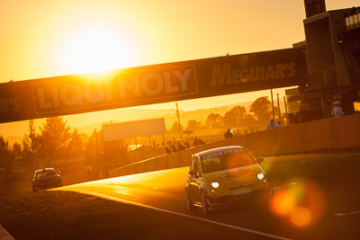 96;9-February-2014;Australia;Bathurst;Bathurst-12-Hour;Fiat-Abarth-500;Fiat-Abarth-Motorsport;Gregory-Hede;Luke-Youlden;Mike-Sinclair;NSW;New-South-Wales;Paul-Gover;auto;endurance;motorsport;racing;sunrise;telephoto