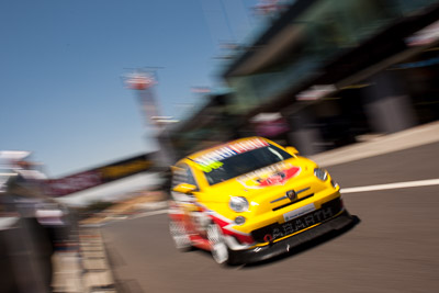 96;28mm;9-February-2014;Australia;Bathurst;Bathurst-12-Hour;Fiat-Abarth-500;Fiat-Abarth-Motorsport;Gregory-Hede;Luke-Youlden;Mike-Sinclair;NSW;New-South-Wales;Paul-Gover;auto;endurance;motion-blur;motorsport;racing;sky