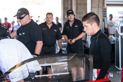 9-February-2014;Australia;Bathurst;Bathurst-12-Hour;Christopher-Mies;NSW;Network-ClothingHallmarc;New-South-Wales;atmosphere;auto;endurance;garage;motorsport;portrait;racing;telephoto