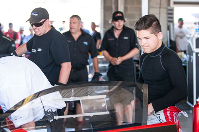 9-February-2014;Australia;Bathurst;Bathurst-12-Hour;Christopher-Mies;NSW;Network-ClothingHallmarc;New-South-Wales;atmosphere;auto;endurance;garage;motorsport;portrait;racing;telephoto