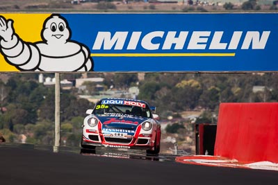 35;35;9-February-2014;Aaron-Zerefos;Andrew-Fisher;Australia;Bathurst;Bathurst-12-Hour;Indiran-Padayachee;NSW;New-South-Wales;Porsche-997-GT3-Cup;Ric-Shaw;SennheiserRentcorp-ForkliftsFiji-Water;auto;endurance;motorsport;racing;super-telephoto