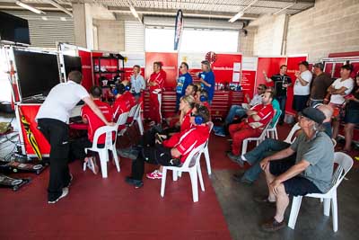 9-February-2014;Australia;Bathurst;Bathurst-12-Hour;Maranello-Motorsport;NSW;New-South-Wales;atmosphere;auto;endurance;garage;motorsport;racing;wide-angle