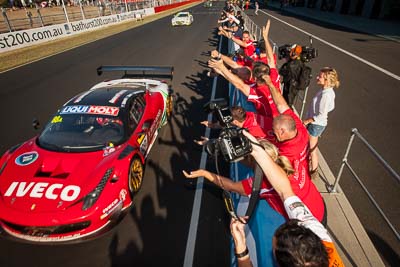 9-February-2014;Australia;Bathurst;Bathurst-12-Hour;Maranello-Motorsport;NSW;New-South-Wales;atmosphere;auto;celebration;crew;endurance;finish;motorsport;race-finish;racing;team;wide-angle