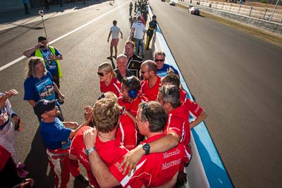 9-February-2014;Australia;Bathurst;Bathurst-12-Hour;Maranello-Motorsport;NSW;New-South-Wales;atmosphere;auto;celebration;crew;endurance;motorsport;racing;team;wide-angle