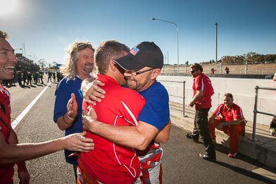 9-February-2014;Australia;Bathurst;Bathurst-12-Hour;John-Bowe;Maranello-Motorsport;NSW;New-South-Wales;Peter-Edwards;atmosphere;auto;celebration;endurance;motorsport;portrait;racing;wide-angle