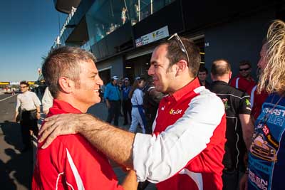 9-February-2014;Australia;Bathurst;Bathurst-12-Hour;Maranello-Motorsport;NSW;New-South-Wales;Peter-Edwards;atmosphere;auto;celebration;endurance;motorsport;portrait;racing;wide-angle