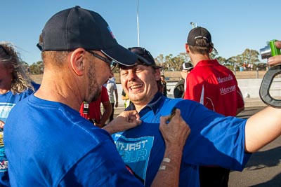 9-February-2014;Australia;Bathurst;Bathurst-12-Hour;John-Bowe;Maranello-Motorsport;NSW;New-South-Wales;atmosphere;auto;autograph;celebration;endurance;fan;motorsport;portrait;racing;spectator;wide-angle